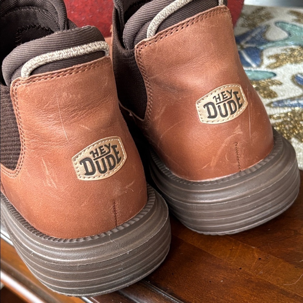 Brand New Hey Dude Branson Boot Craft Leather Cognac Slip On Casual Ankle Boots - Picture 12 of 16
